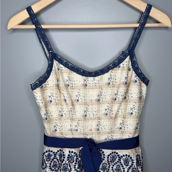 Beau James Palm Desert California Vintage 1970s Prairie Eyelet Floral Midi - Picture 4 of 11